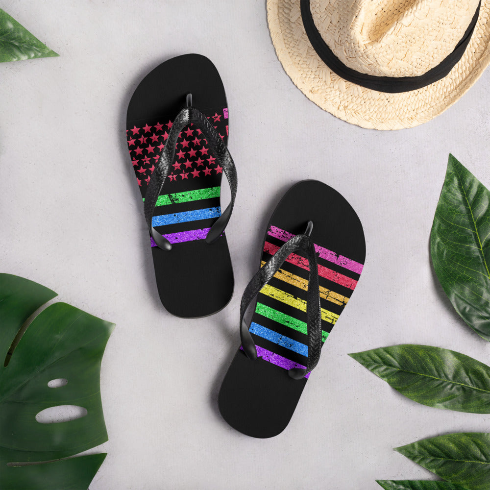 Pride American Flag Flip-Flops
